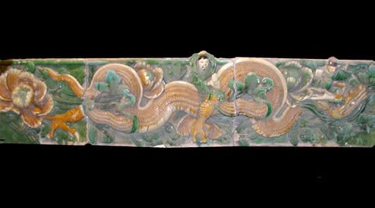 Ming Glazed Terracotta Temple Wall Tiles Depicting a Dragon, 1368 CE - 1644 CE