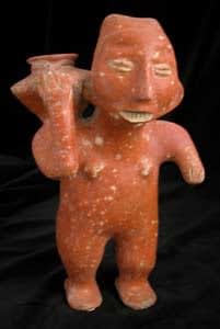 Nayarit Sculpture of a Woman Carrying a Vessel, 300 BCE - 300 CE