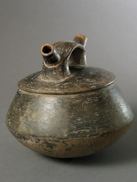 Bahia Terracotta Blackware Stirrup Handle Vessel, 200 BCE - 600 CE