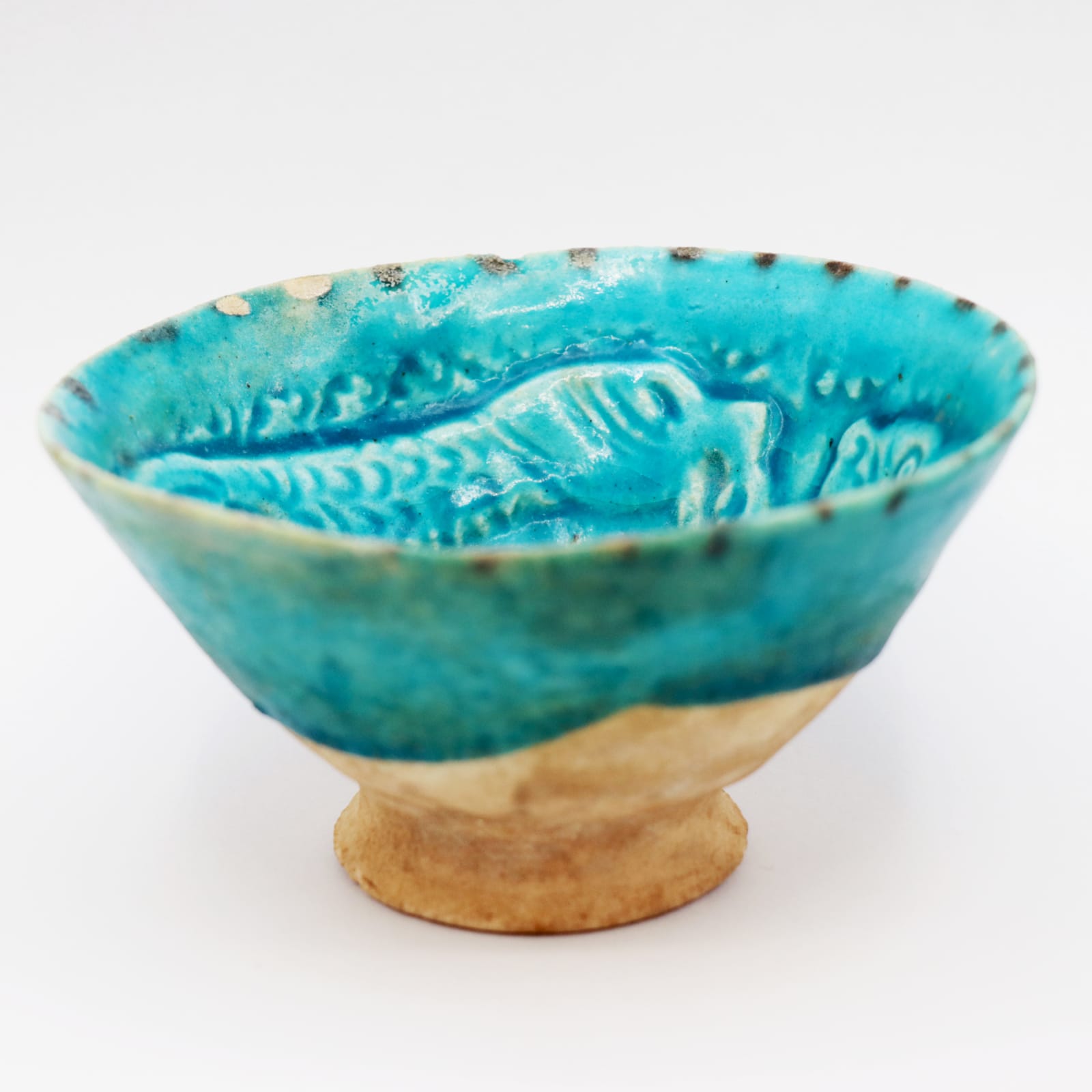 Bamiyan Blue-Glazed Bowl, with Tigers, Twelfth to Thirteenth Century AD