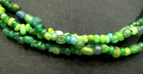 Green Glass Bead Necklace, 100 CE - 1200 CE