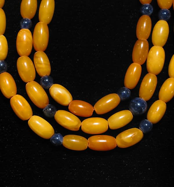 Amber and Sodalite Bead Necklace