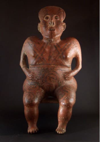 San Sebastián Style Nayarit Terracotta Sculpture of a Seated Woman, 300 BCE - 300 CE