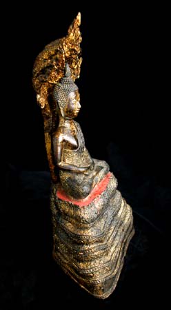 Rattanakosin Gilt Bronze Sculpture of Buddha Meditating on Naga, 19th Century CE