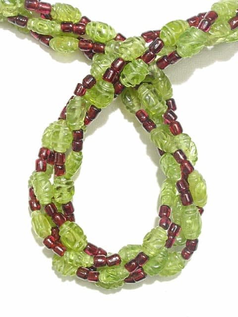 Peridot And Garnet Bead Necklace