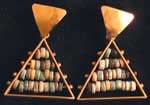 Egyptian Faience Beads Set In 18k Gold Earrings, 1600 BCE - 1100 BCE