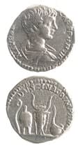 Silver Denarius of Caracalla Struck While Caesar, 196 CE - 198 CE