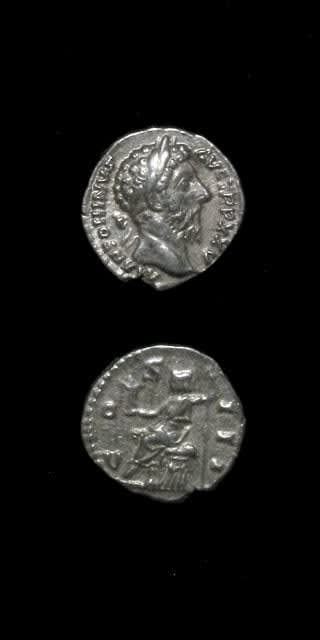 Silver Denarius of Emperor Marcus Aurelius, 161 CE - 180 CE