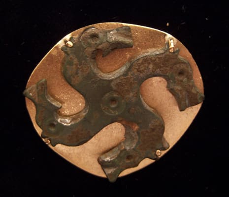 Gold Pendant Featuring a Romano-Celtic Bronze Horse-Headed Fibula, 100 CE - 500 CE