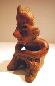 San Sebastián Style Nayarit Terracotta Sculpture of a Seated Man, 300 BCE - 300 CE