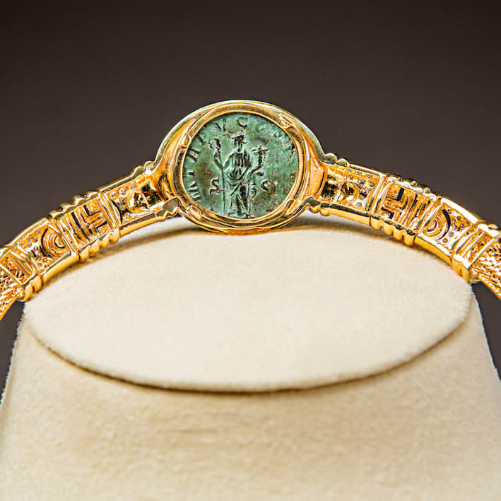 Gold Necklace Featuring a Roman Bronze Sestertius of Emperor Philip I, 244 CE - 249 CE