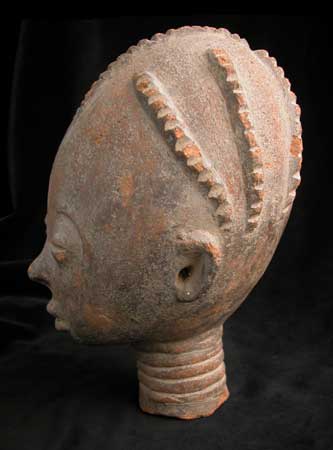 Asante Terracotta Funerary Head, 17th Century CE - 19th Century CE