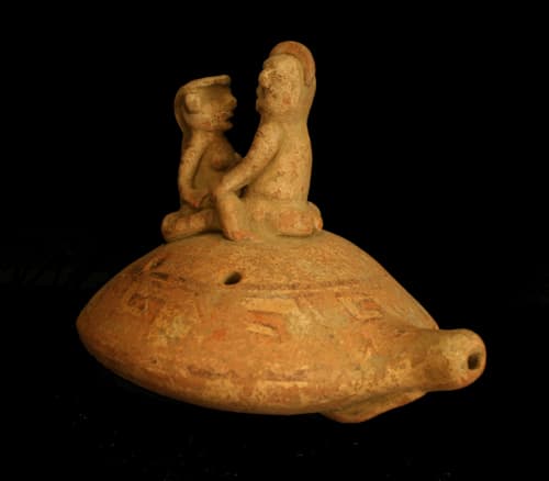 Terracotta Polychrome Ocarina, 500 CE - 1000 CE
