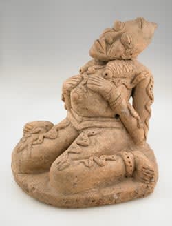 Djenne Terracotta Sculpture of a Seated Pregnant Woman, 12th Century CE - 14th Century CE