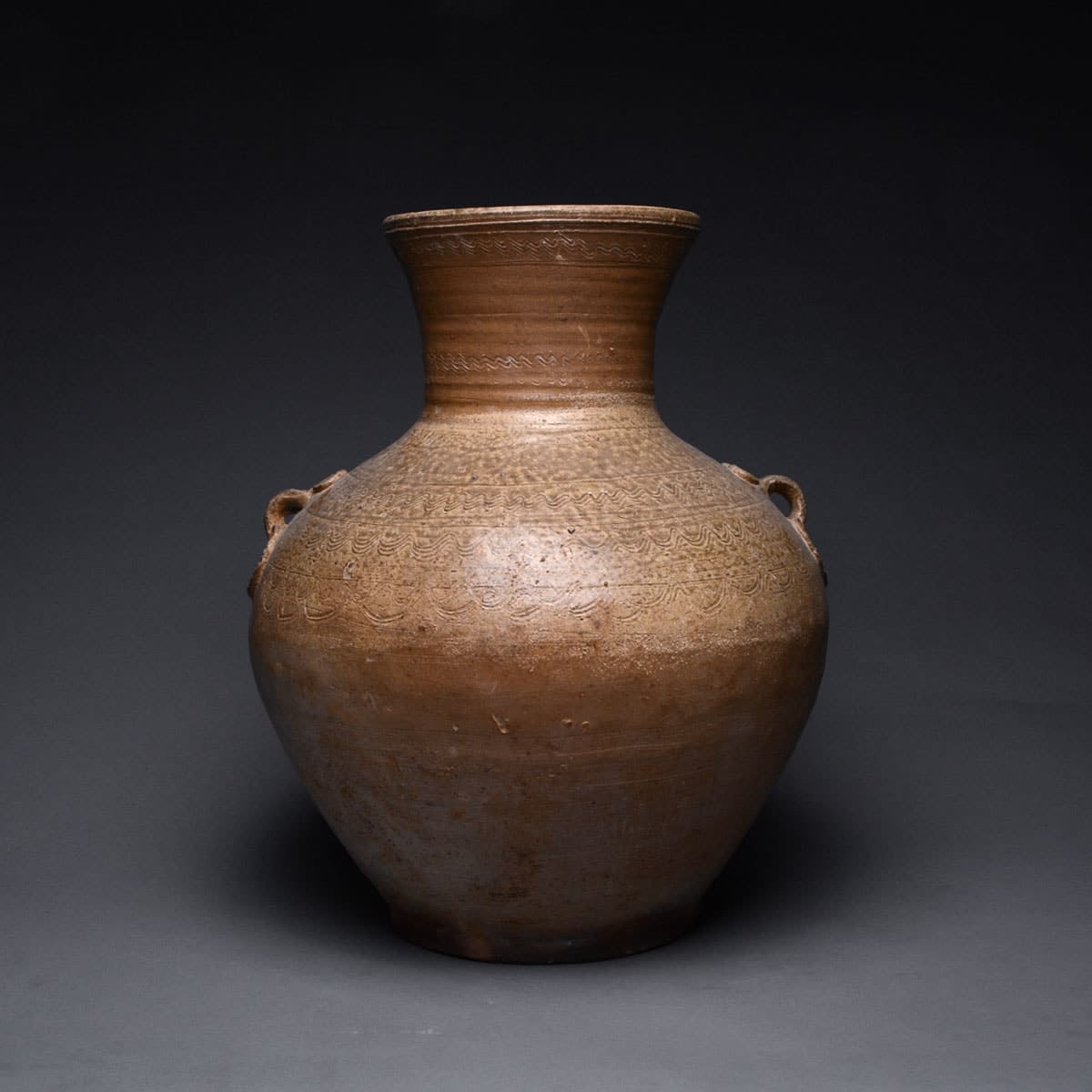 Warring States Terracotta Hu with Incised Decorations, 475 BCE - 221 CE