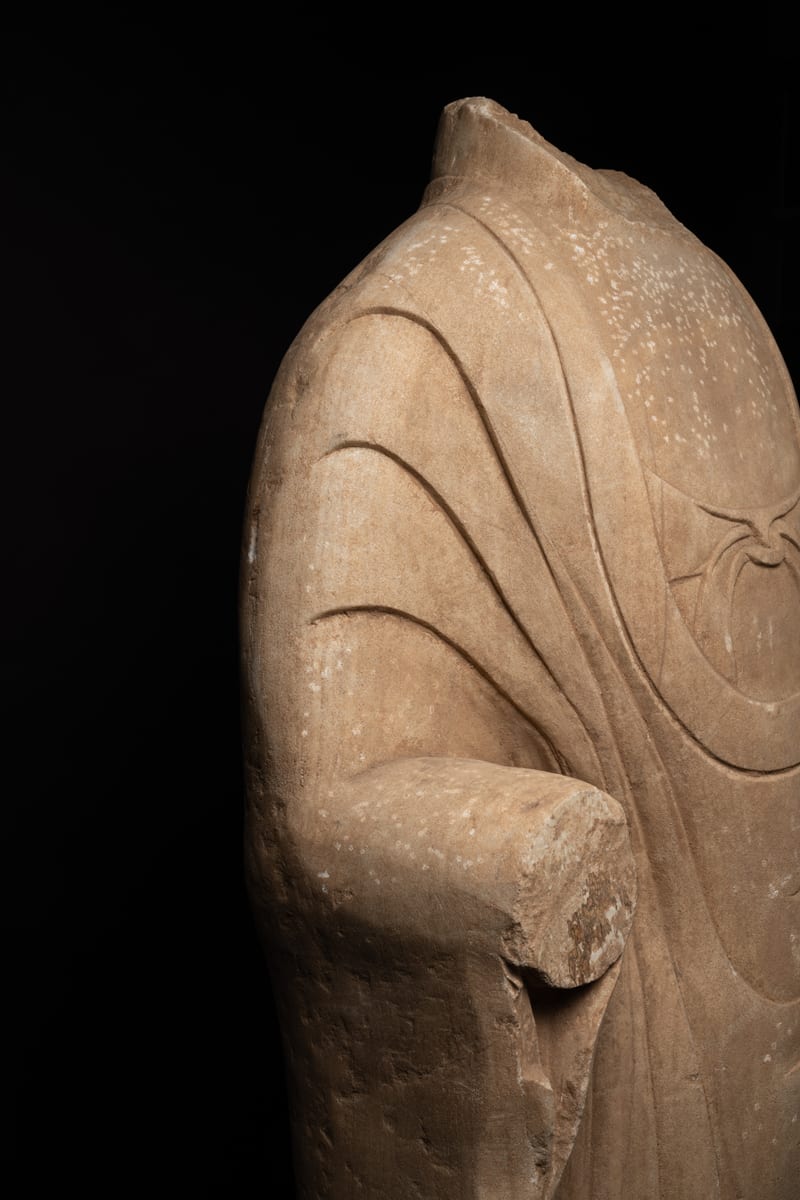 Tang Marble Torso of a Standing Buddha, 7th Century CE - 9th Century CE