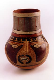 Late Nazca Polychrome Head Vessel, 300 CE - 600 CE