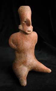 San Sebastián Style Nayarit Terracotta Sculpture of a Seated Man, 300 BCE - 300 CE