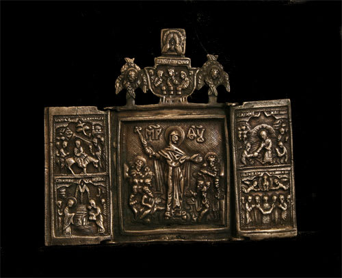 Russian Silver Traveleing Icon, 1750 CE - 1900 CE