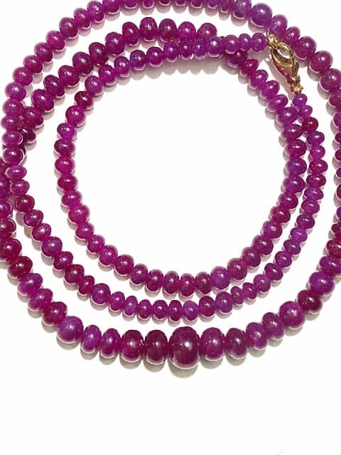Ruby Bead Necklace with Gold Clasp