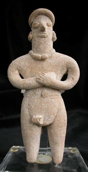 Tuxcacuesco-Ortices Style Colima Terracotta Sculpture of a Standing Man, 300 BCE - 300 CE