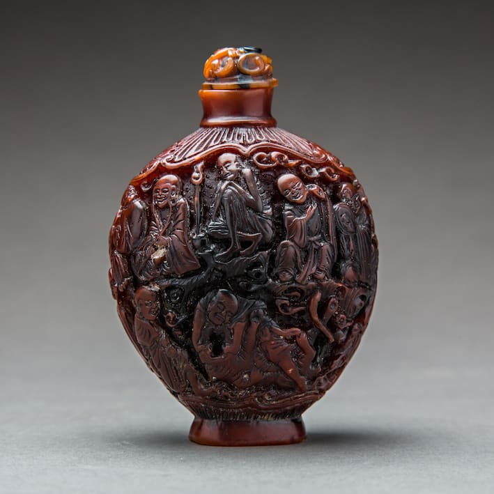 Rhinoceros horn snuff bottle, 19th Century CE