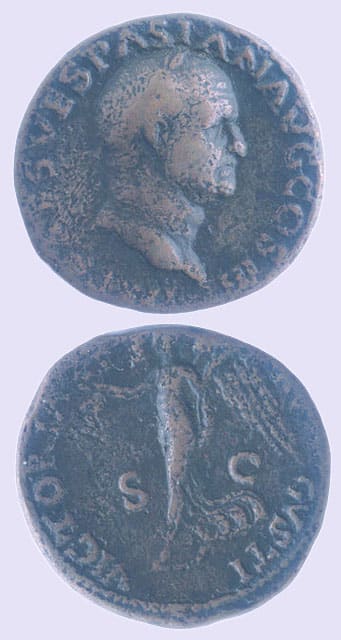 Bronze Coin of Emperor Vespasian, 69 CE - 79 CE