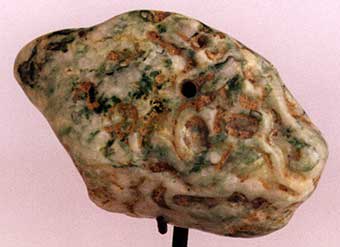 Mayan Jade-Like Stone Pendant Depicting a Serpent's Head, 600 CE - 900 CE
