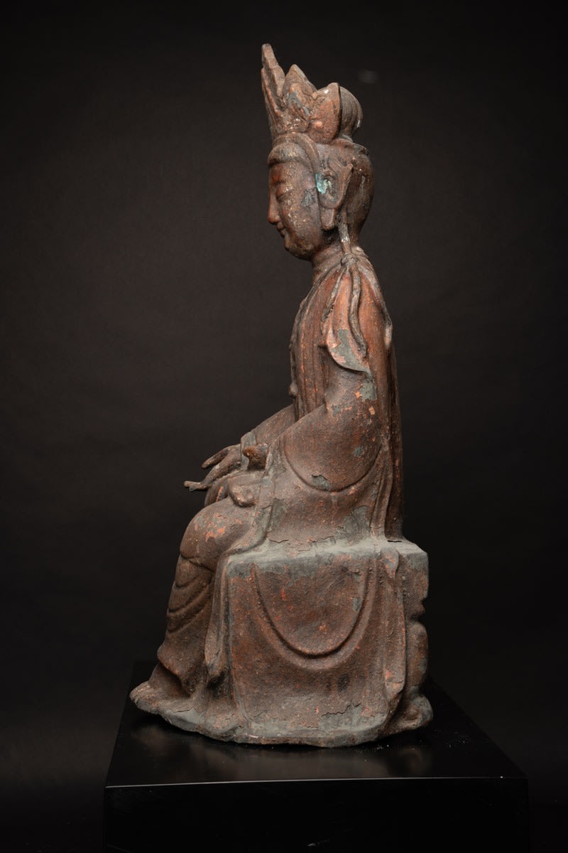 Ming/Qing Metal Seated Guanyin, 16th Century CE - 19th Century CE