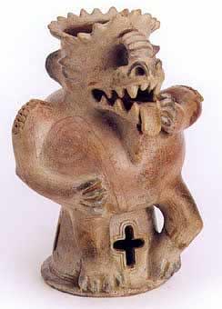 Vessel in the Form of a Seated Saurian Deity, 500 CE - 1000 CE