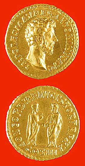 Gold Aureus of Emperor Marcus Aurelius, 161 CE - 180 CE