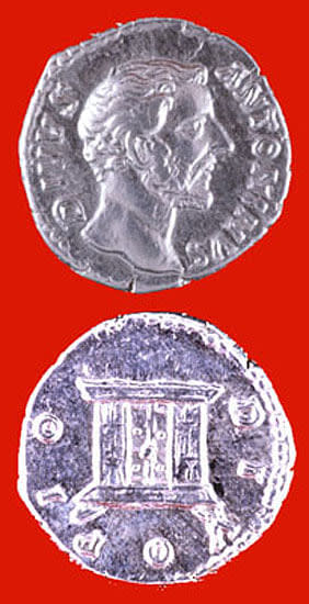 Silver Denarius of Emperor Antoninus Pius Issued Posthumously by Marcus Aurelius and Lucius Verus, 161 CE - 162 CE