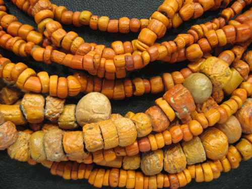 Coral Glass Bead Necklace, 100 CE - 1200 CE