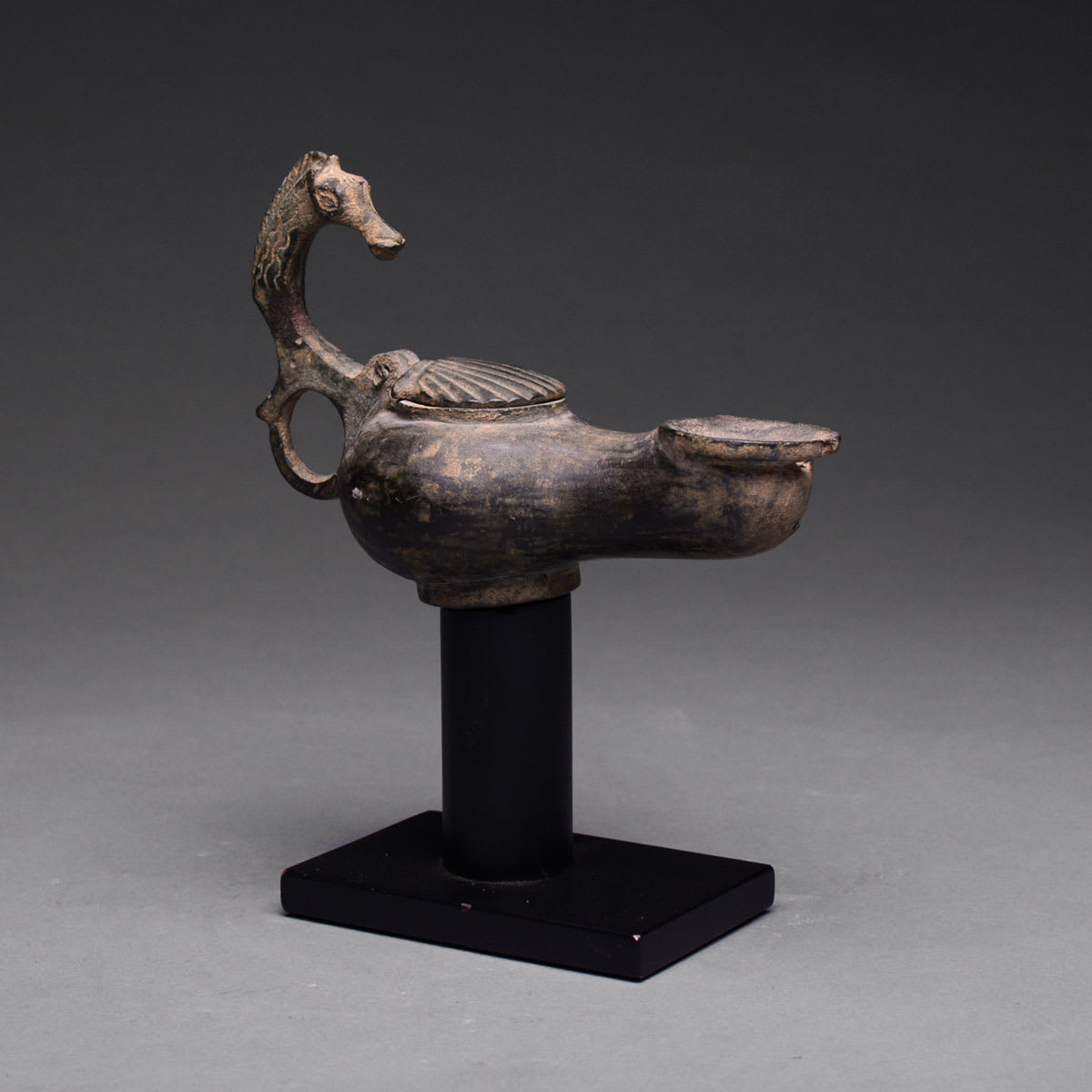 Roman/Byzantine Bronze Oil Lamp, 400 CE - 600 CE