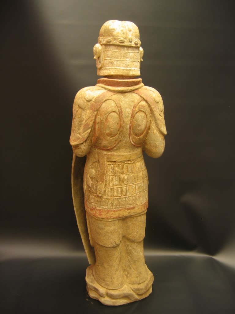 Eastern Wei Painted Pottery Warrior Carrying a Shield, 534 CE - 550 CE