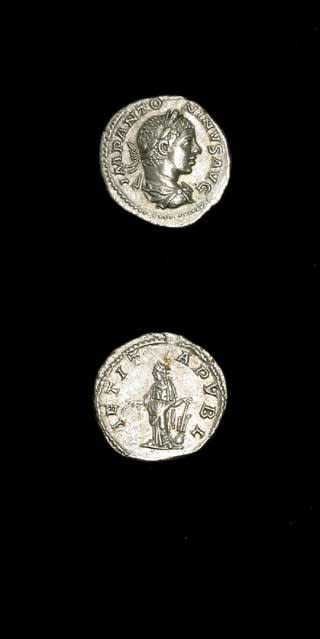 Silver Denarius of Emperor Elagabalus, 219 CE - 220 CE