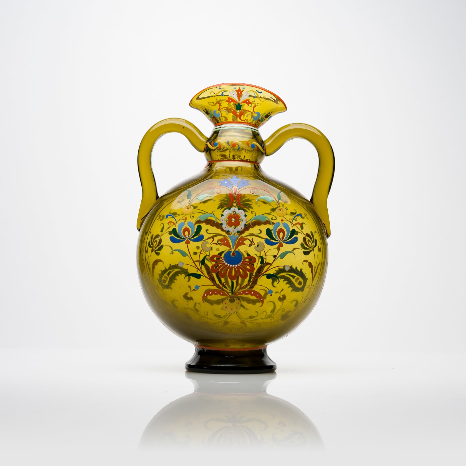 Two Handled Moser Glass Vase, 19th Century