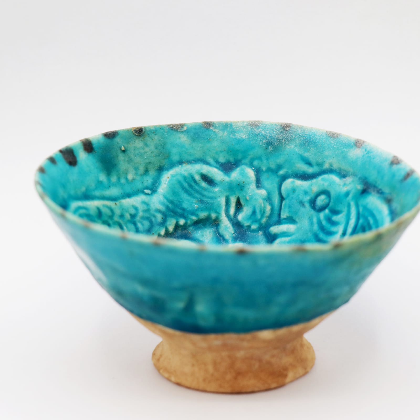 Bamiyan Blue-Glazed Bowl, with Tigers, Twelfth to Thirteenth Century AD