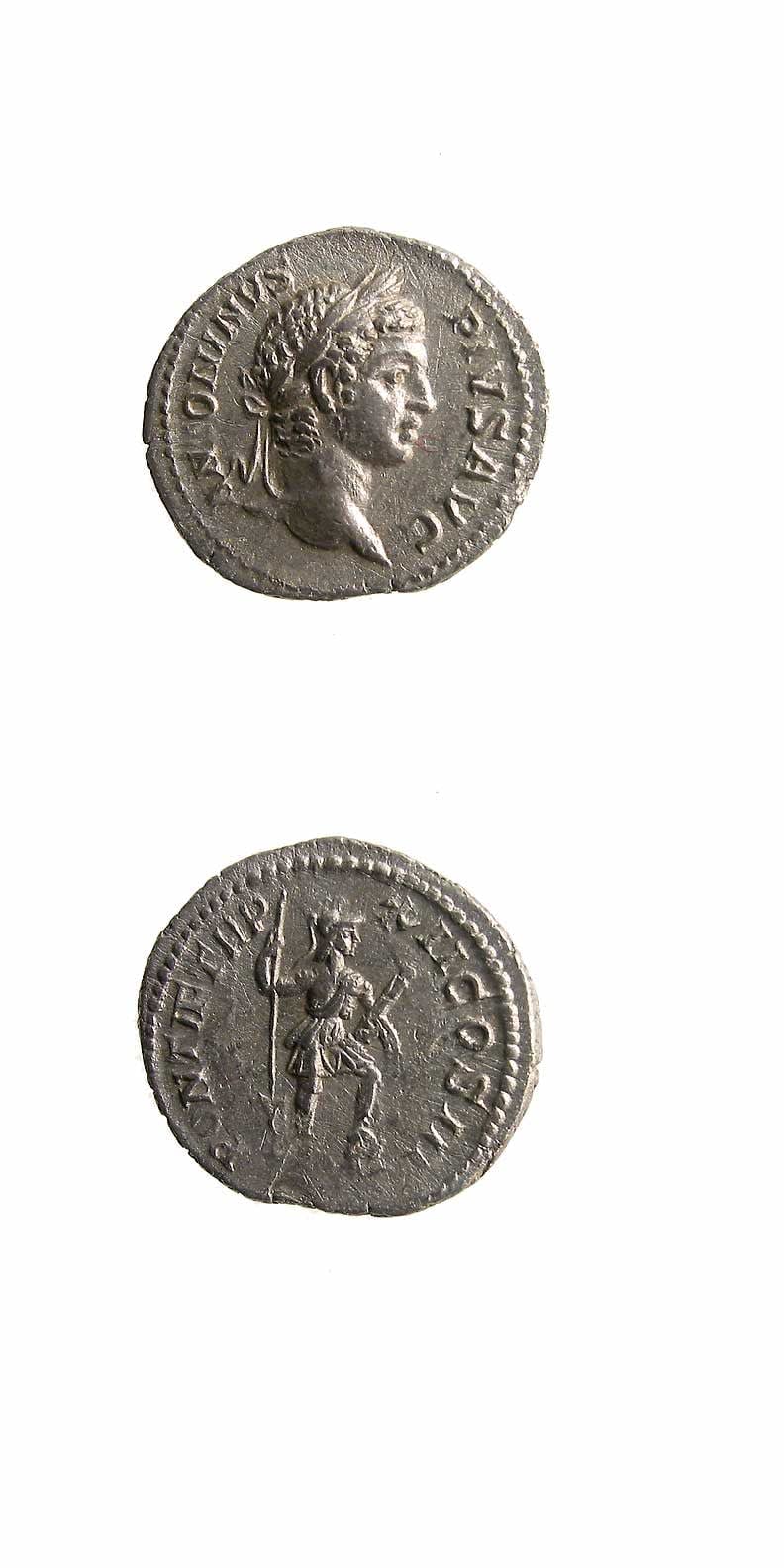 Silver Denarius of Emperor Caracalla, 200 CE - 210 CE