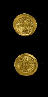 Byzantine Gold Solidus of Emperor Justinian I, 527 CE - 565 CE
