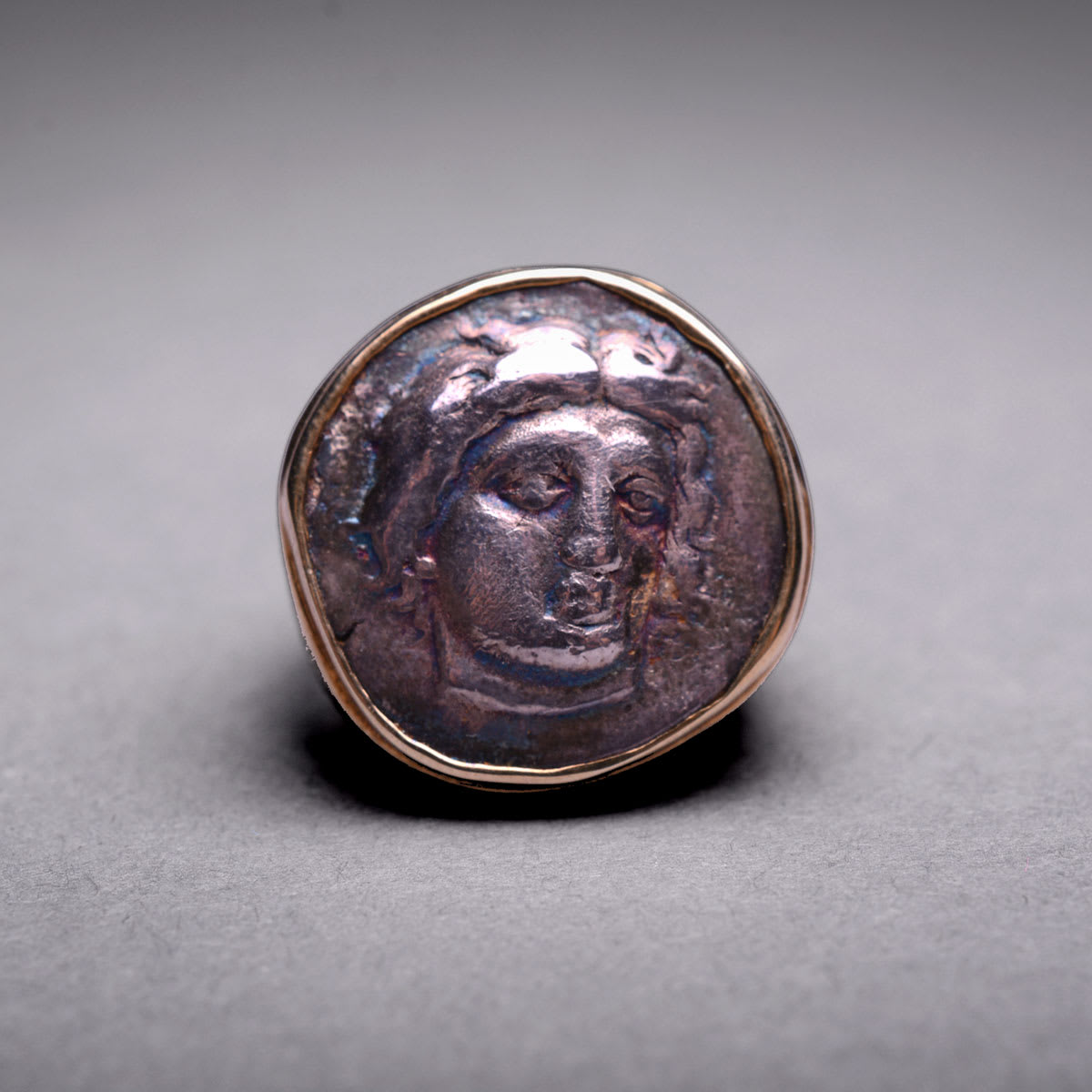 Gold Ring Featuring a Silver Didrachm from the Island of Rhodes, 3 Century BCE