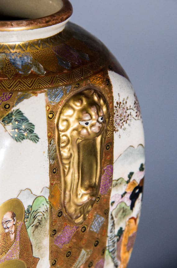 Japanese Satsuma Pottery gilded vase, 20th Century CE