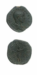 Bronze Sestertius of Philip II Struck While Caesar, 244 CE - 247 CE