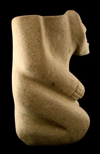 Aztec Stone Incense Burner in the Form of a Kneeling Figure, 1300 CE - 1550 CE