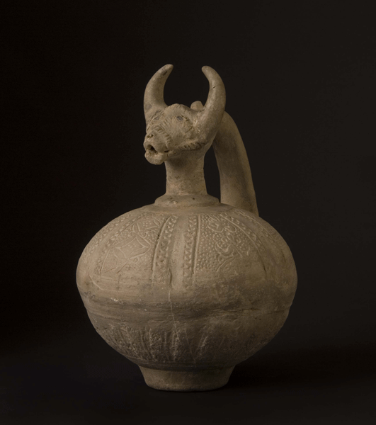 Islamic Terracotta Jug with Molded Decorations, 800 CE - 1200 CE