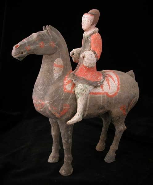 Han Polychrome Horse and Rider, 206 BCE - 220 CE
