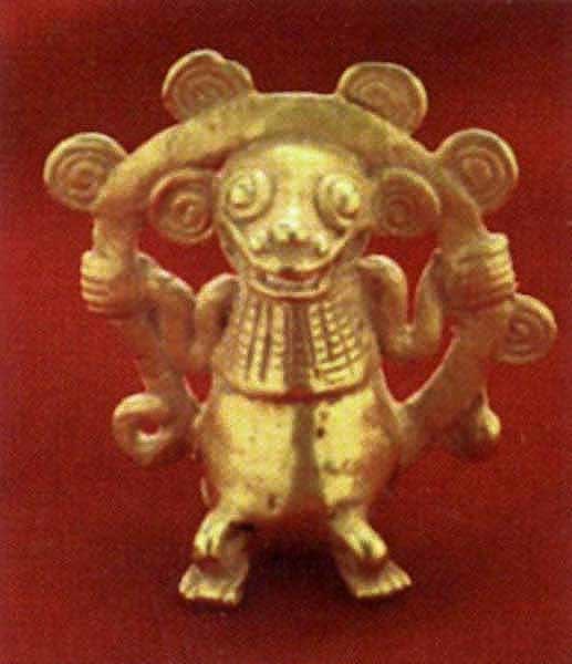 Gold Bell Pendant in the Form of a Monkey, 500 CE - 1550 CE