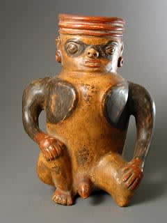 Seated Male Effigy Vessel, 500 CE - 800 CE