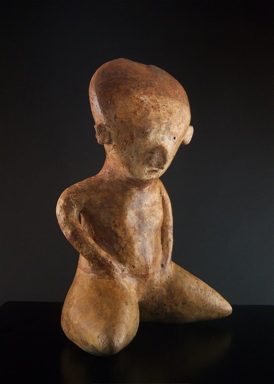 Chinesco Style (Type C) Nayarit Terracotta Sculpture of a Kneeling Figure, 300 BCE - 300 CE