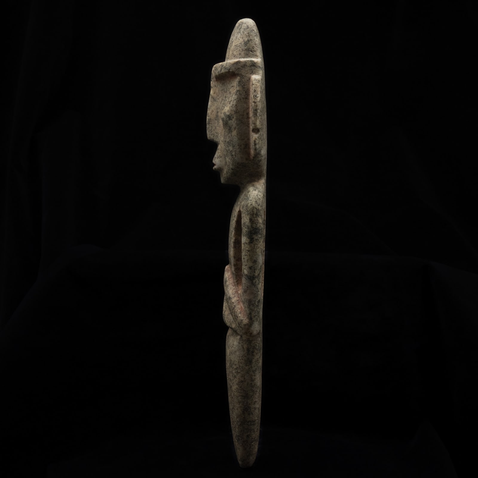 Grey-green Carved Serpentine Schist Standing Mezcala Anthropomorphic Figure (M14 Type), 300 BCE - 300 CE